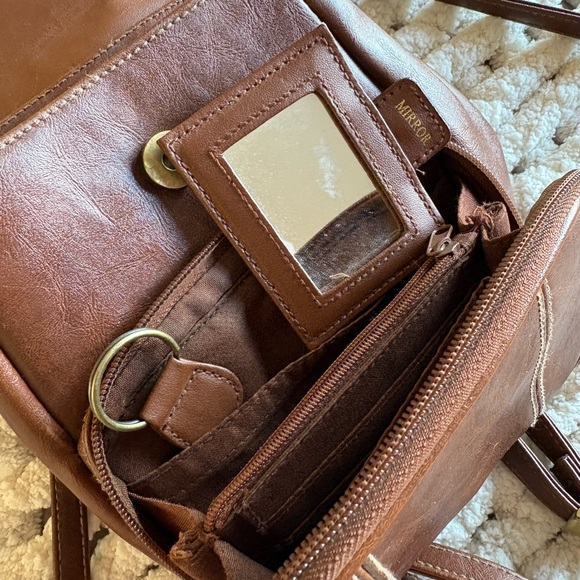 Leather Mini Backpack Brown Adjustable Straps Small Travel Pack Bag - Picture 8 of 9